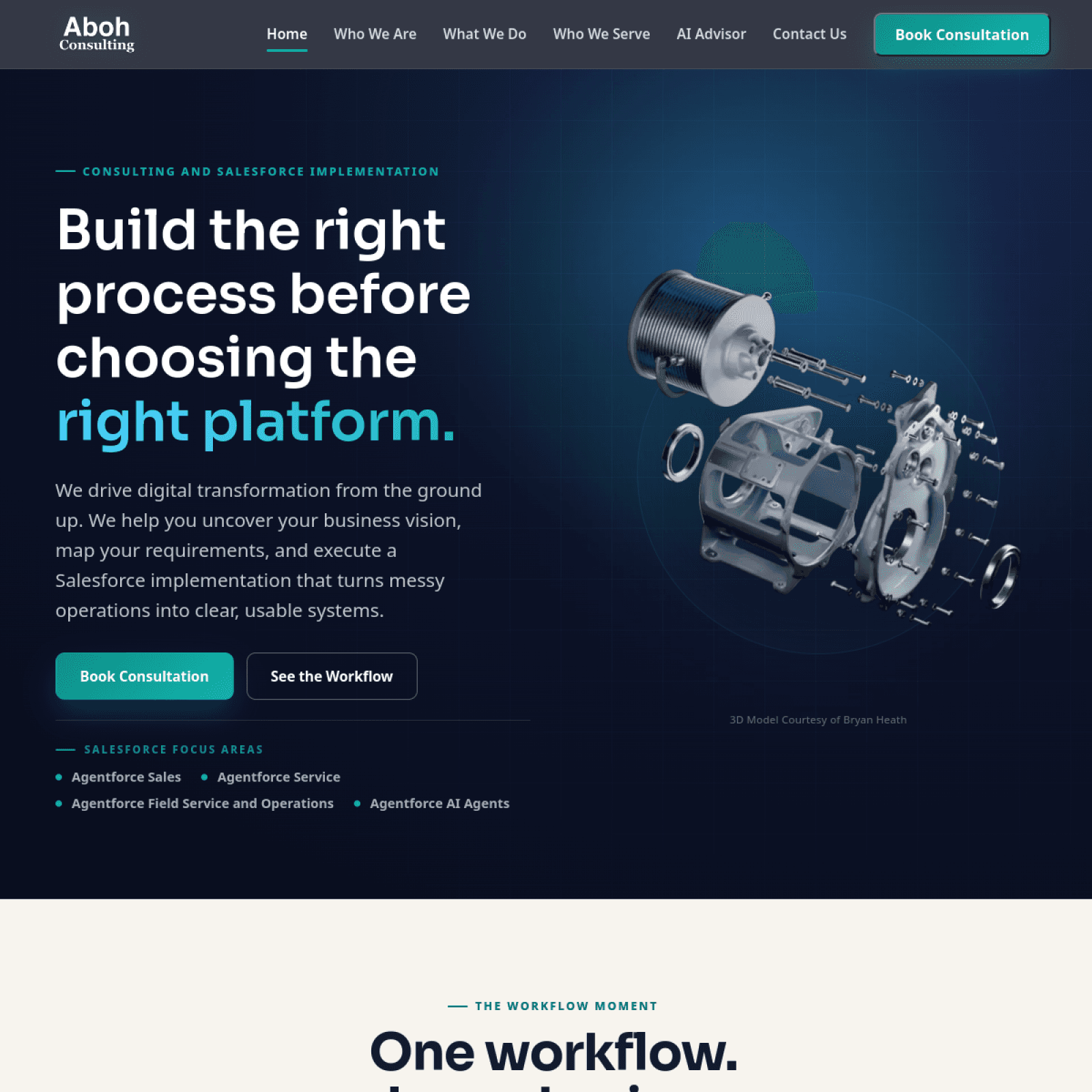 The live Aboh Consulting website showing its homepage